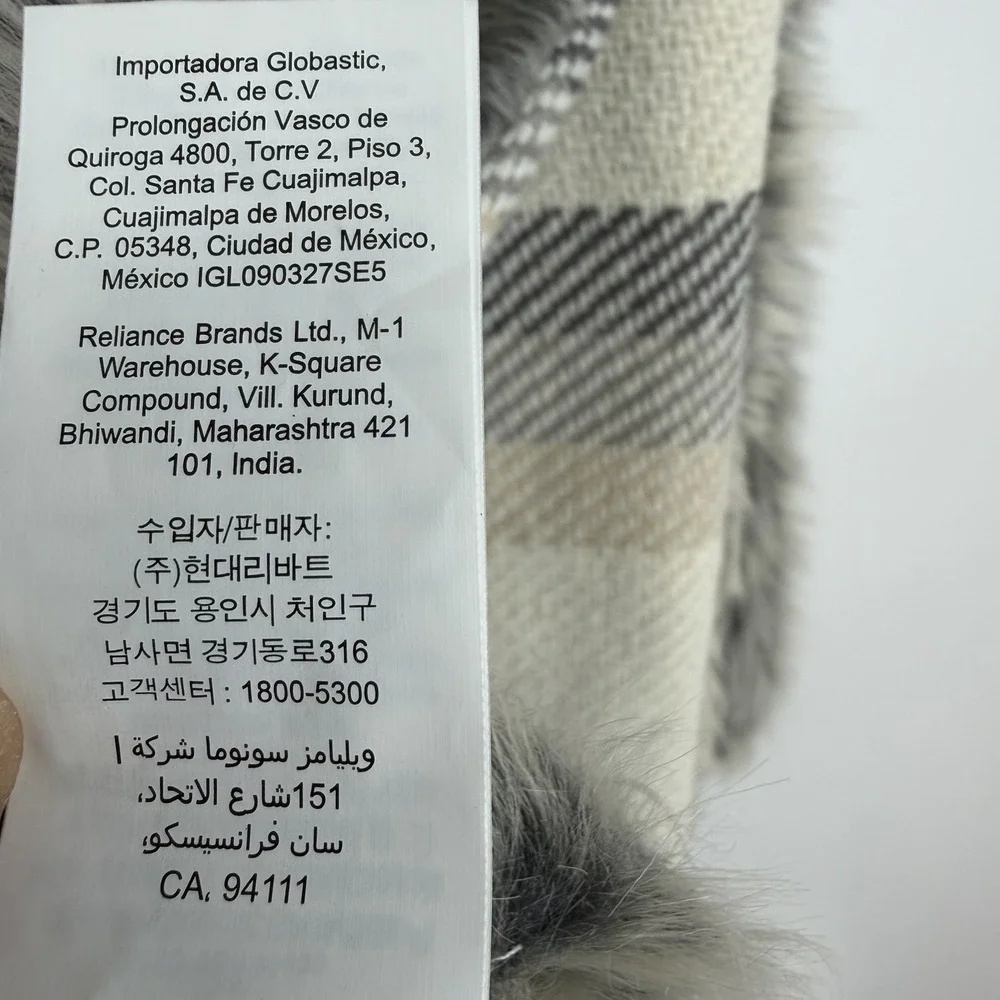 POTTERY BARN Stewart Plaid Faux Fur Back Throw 60
